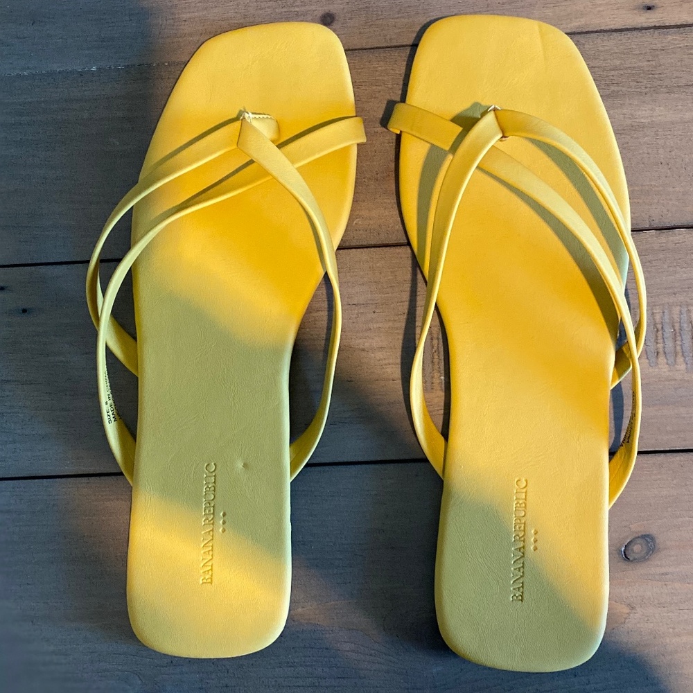 Banana Republic Yellow Strappy Square-Toe Sandals